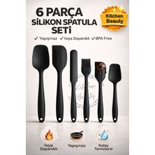 PremiumPort 6'lı Yanmaz Yapışmaz Mutfak Pasta, Yumurta, Kaşık, Bıçak ve Spatula Seti