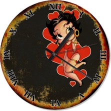 30 cm Çap Betty Boop Temalı Duvar Saati, Modern ve Şık Tasarım