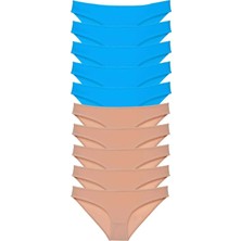 Modanı Seç 10 Adet Süper Eko Set Likralı Kadın Slip Külot Ten Mavi