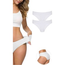 Modanı Seç 2 Adet Kadın Dikişsiz Lazer Kesim Esnek Iz Yapmayan Külot Beyaz