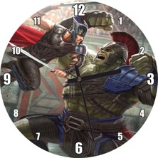 Hulk ve Thor Temalı Çap 50X50 cm Duvar Saati, Şık ve Eğlenceli Tasarım
