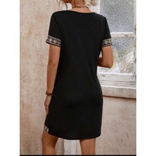 Bi Baksana Şerit Detay V Yaka Yandan Cepli Viskon Elbise