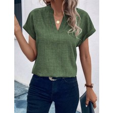 Meğdaix Kadın Kısa Kollu Hakim Yaka Sofya Bluz