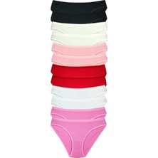Modanı Seç 12 Adet Fitilli Pamuklu Kadın Kaşkorse Bikini Külot