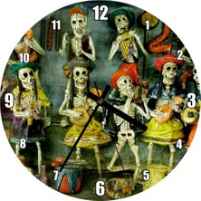 Ölü Gelin ve Kurukafa Desenli 50X50 cm Duvar Saati, Şık Dekorasyon Ürünü