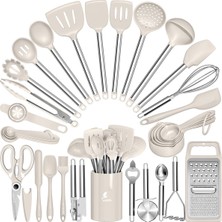 PremiumPort Paslanmaz Çelik ve Silikon Uçlu 35 Parça Mutfak Spatula Seti