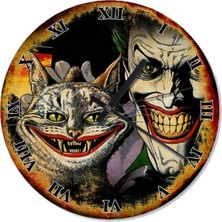 30 cm Çaplı Joker ve Kedi Temalı Modern Duvar Saati