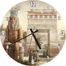 Antik Mısır Temalı Sfenks ve Zafer Simgeli Duvar Saati 50X50 cm