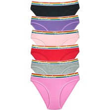 Modanı Seç 6 Adet Beli Renkli Lastik Pamuklu Kadın Slip Tutku Külot