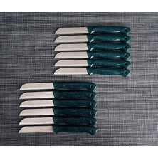 PremiumPort 12'li Simli Yeşil Meyve Tabak Seti, Renkli ve Eğlenceli Sunumlar Için