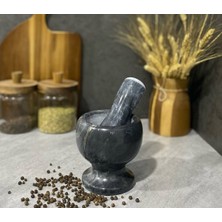 PremiumPort Şık Beyaz ve Siyah Doğal Mermer Havan, Zarif ve Dayanıklı Tasarım