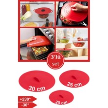 PremiumPort 3'lü Silikon Vantuz Kapak Seti, Tencere ve Tava Için, 20-30CM