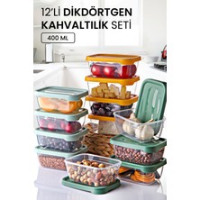 Teknotrust 12'li 400 ml Dikdörtgen Saklama Kabı Seti, Kahvaltılık ve Gıda Saklama