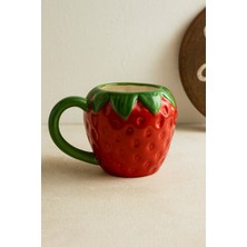 PremiumPort El Yapımı Seramik Büyük Boy Çilek Tasarım Mug Fincan