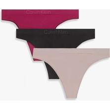 Calvin Klein Calvın Kleın Kadın Marka Logolu Elastik Bel Bantlı Günlük Kullanıma Uygun Bej-Siyah-Krem Külot LV00QD5211 322