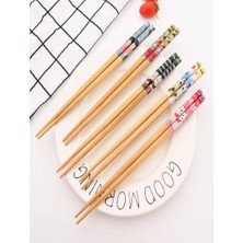 PremiumPort Yıkanabilir Bambu Çubuklar, 10'lu, Renkli ve Şık Yemek Seti