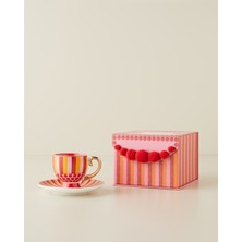 English Home Bright Vionna New Bone China 4 Parça 2 Kişilik Kahve Fincan Takımı 100 ml Pembe-Kırmızı-Turuncu