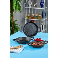 PremiumPort 3 Parça Siyah Sahan Seti, Dayanıklı ve Şık Tava Seti