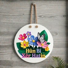 Zerya Xemla Deriyan - Hûn Bi Xêr Hatin Yazılı Çiçekli Kelebekli Kürtçe Kapı Süsü