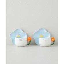 PremiumPort Renkli 2 Kişilik 4 Parça Dolomite Kahve Fincan Takımı 100 ml