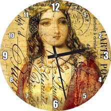 Beyaz 30X30 cm Kartpostal ve Kraliçe Temalı Duvar Saati Seti