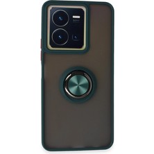 Herşey Trend Herşeytrend Vivo Y36 Kılıf Montreal Yüzüklü Silikon Kapak - Yeşil