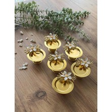 PremiumPort Altı Parçalı Gold Papatya Aksesuarlı Lokumluk ve Sunumluk Seti