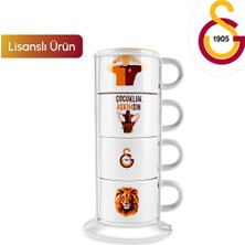 PremiumPort Galatasaray Lisanslı 4 Kişilik Standlı Çay Fincan Takımı 180 ml