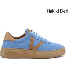 Gönderi(r) Kadın Mavi Süet  Bağcıklı Hakiki Deri Sneaker