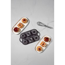 PremiumPort Valeria Siyah 6'lı Döküm Kek Kalıbı, Dayanıklı ve Şık Tasarım