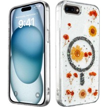 Herşey Trend Herşeytrend Apple Iphone 7 Plus Kılıf Daisy Simli Magsafe Kapak - Siyah