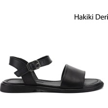 Gönderi(r) Kadın Siyah  Bilek Bağlı Hakiki Deri Sandalet