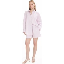 Ted Baker Lastikli Bel Standart Pembe - Beyaz Kadın Şort TBWRTR2010-3