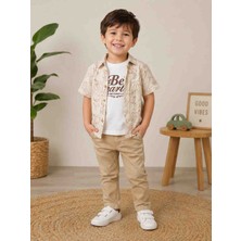 Bontino Erkek Çocuk Bayramlık 3 Lü Takım Ağaç Desenli Gömlekli Pantolonlu