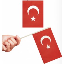 Muka Türk Bayrağı 40 Adet  Sopalı  Kağıt Büyük Boy