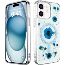 Herşey Trend Herşeytrend Apple Iphone 12 Kılıf Daisy Simli Magsafe Kapak - Mavi