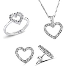 Kuyumcudükkanı Kuyumcudukkani  Kalp Figürü Zirkon Taşlı Mini Set -24039-W-W