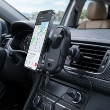 Mega Oto Market Premium Siyah Kablosuz Araç Telefon Tutucu 15W Hızlı Şarj Otomatik Açılır Sensörlü S11