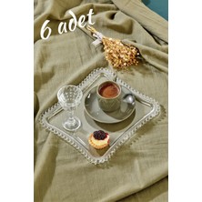 PremiumPort 6'lı Mika Kristal Kahve Sunum Tepsisi, Şıklık ve Zarafet Için Ideal