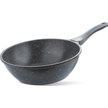 PremiumPort 28 cm Granit Döküm Wok Tava, Sağlıklı ve Dayanıklı Mutfak Gereci