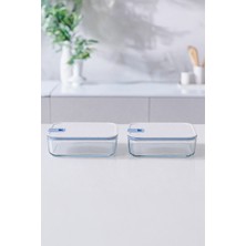 Neoflam Perfect Seal Dikdörtgen Cam Saklama Kabı Bej 2300ML ( 2 ADET )