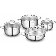 PremiumPort Paslanmaz Çelik 8 Parça Tencere Seti, Dayanıklı ve Şık Mutfak Gereçleri