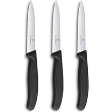 Teknotrust Büyük Tırtıklı Siyah 3'lü Bıçak Seti, Şık ve Dayanıklı Mutfak Gereçleri