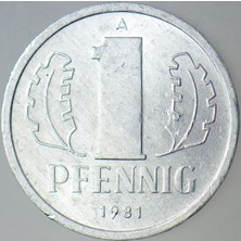 Banknoting Doğu Almanya 1 Pfennıg 1981 A. Ddr. Çilaltı+