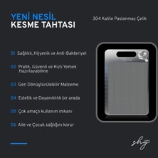 PremiumPort Paslanmaz Çelik Kesme Tahtası 23X34 Cm, Gıda Güvenli, Hijyenik ve Dayanıklı