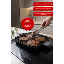 PremiumPort Yüksek Kaliteli Pro Gradegrill Tava 30X25 Cm, Dayanıklı ve Şık Tasarım