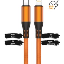 Mobilite 30W Pd Type-C To iPhone Lightning Örgülü Hızlı Şarj ve Data Kablosu 1.5 Metre