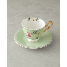 PremiumPort Açık Yeşil 4 Parça New Bone China Fincan Takımı, Şık ve Zarif Tarz