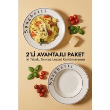 PremiumPort 2’li Set Seramik Makarna ve Salata Tabağı 26 Cm, Çukur Sunum Tabak