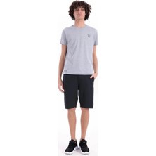 Piero Perla Çelik İnterlok Kumaşlı Premium Garnili Slim Fit Erkek Antrasit Şort
